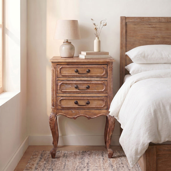 Classic Provence French Bedside - Weathered Oak