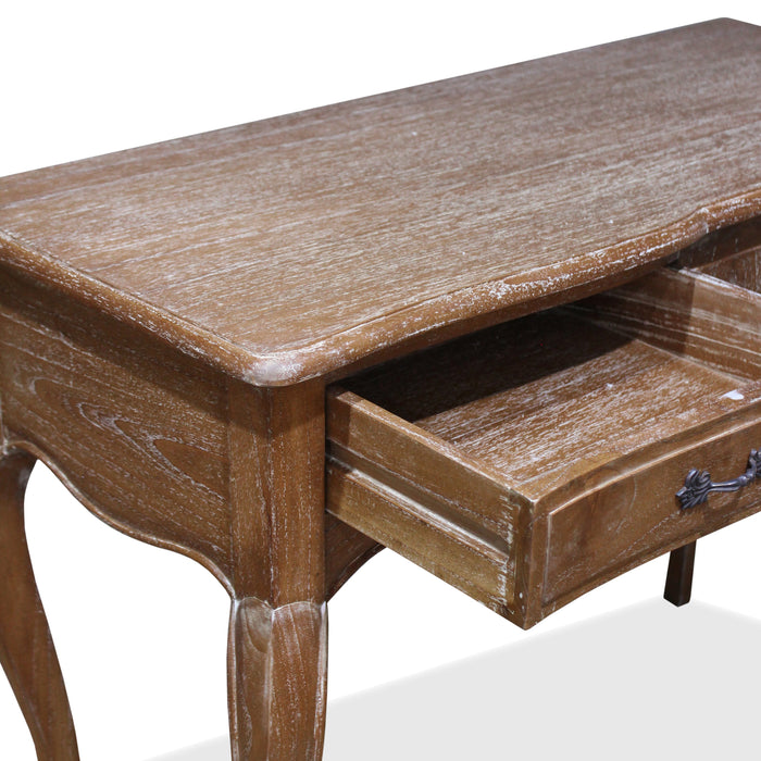 2 Drawer Provincial Hall Table - Weathered Oak