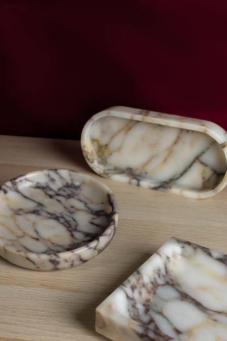 Pietra Round Marble Tray - Calacatta Viola