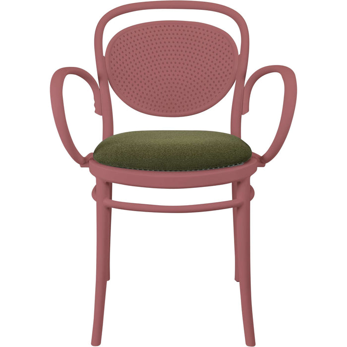 Siesta Marcel XL Arm Chair - Marsala with Olive Green Cushion