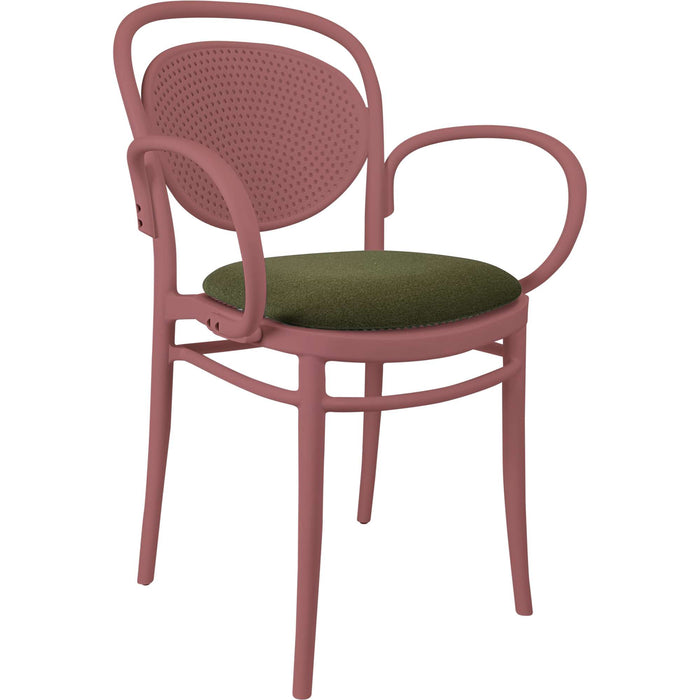 Siesta Marcel XL Arm Chair - Marsala with Olive Green Cushion