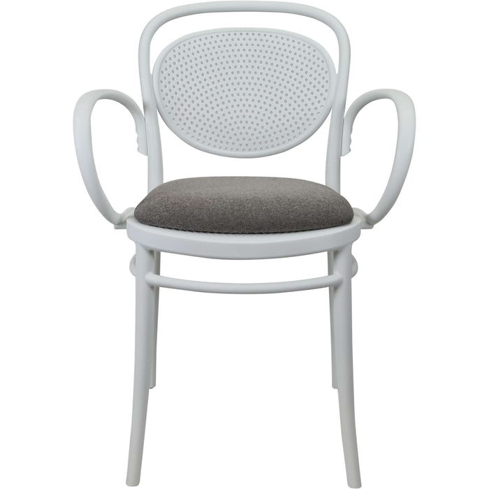 Siesta Marcel XL Arm Chair - White with Taupe Fabric Cushion