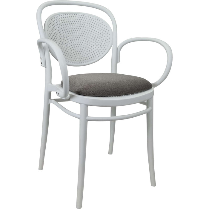 Siesta Marcel XL Arm Chair - White with Taupe Fabric Cushion