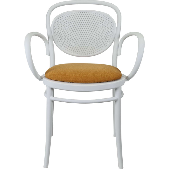 Siesta Marcel XL Arm Chair - White with Orange Fabric Cushion