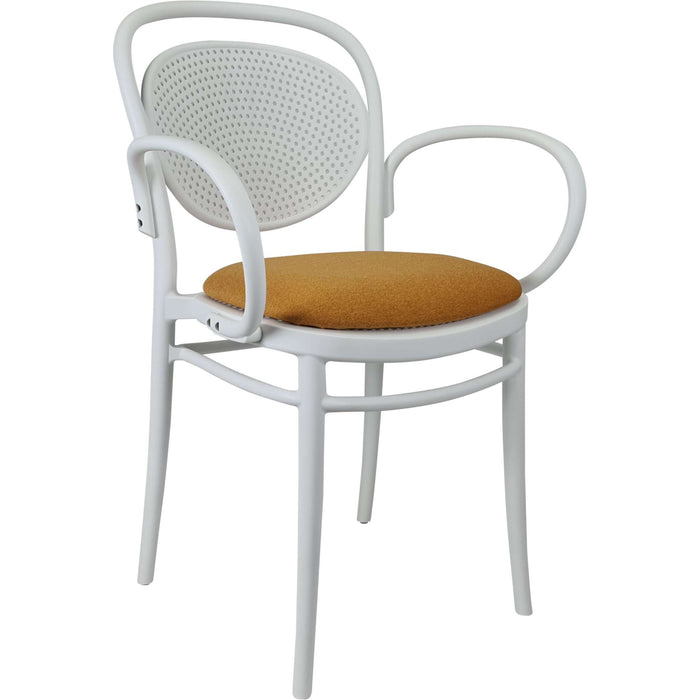 Siesta Marcel XL Arm Chair - White with Orange Fabric Cushion