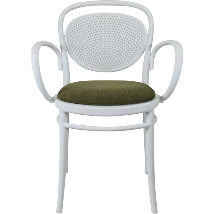 Siesta Marcel XL Arm Chair - White with Olive Green Cushion