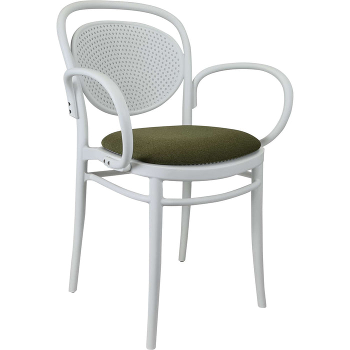 Siesta Marcel XL Arm Chair - White with Olive Green Cushion