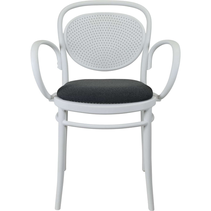 Siesta Marcel XL Arm Chair - White with Anthracite Fabric Cushion