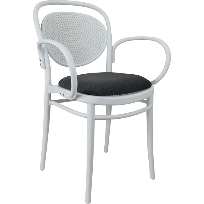 Siesta Marcel XL Arm Chair - White with Anthracite Fabric Cushion
