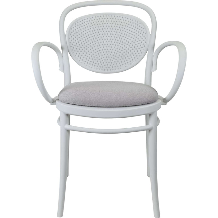Siesta Marcel XL Arm Chair - White with Light Grey Fabric Cushion