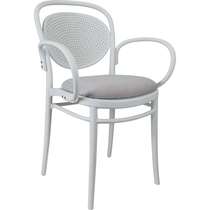 Siesta Marcel XL Arm Chair - White with Light Grey Fabric Cushion