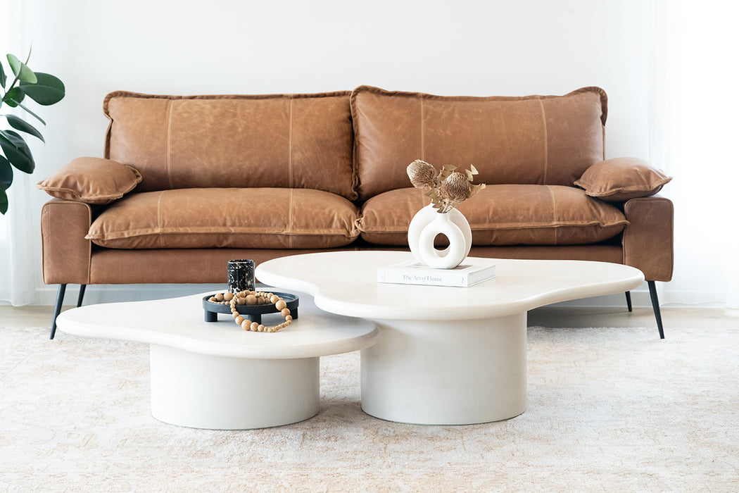 Lorenzo Organic Coffee Table - 100cm (Clover) - Ivory - Ivory 100cm