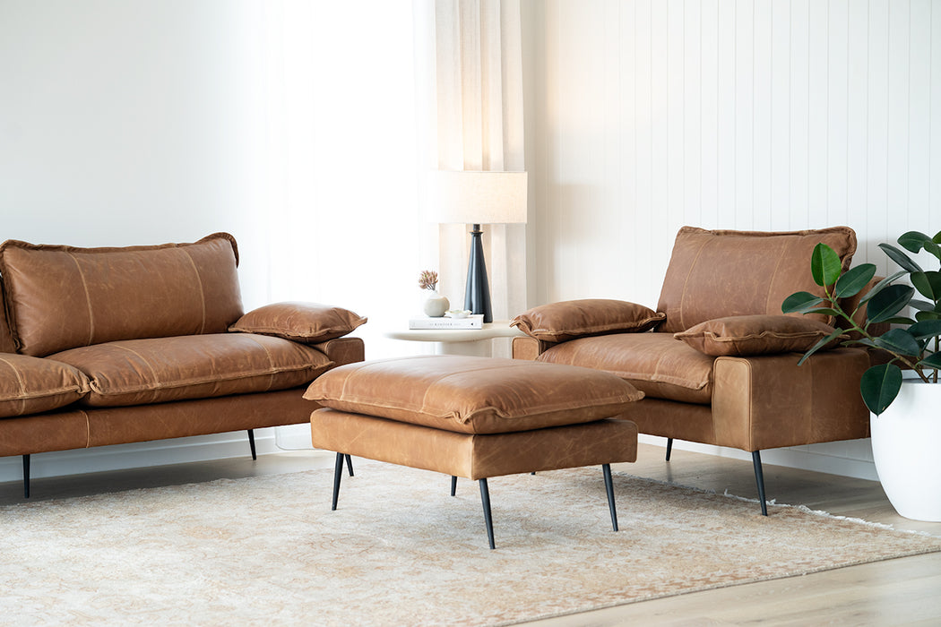 Marly Footstool - Cognac Leather