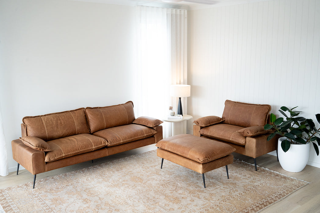 Marly Footstool - Cognac Leather