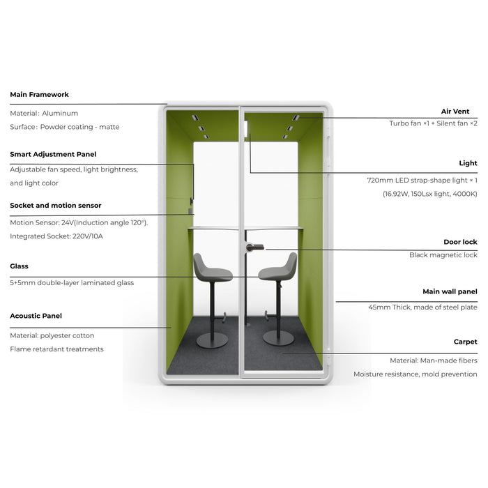 Evolve 2 Person Medium Office Pod - White By Humble Office