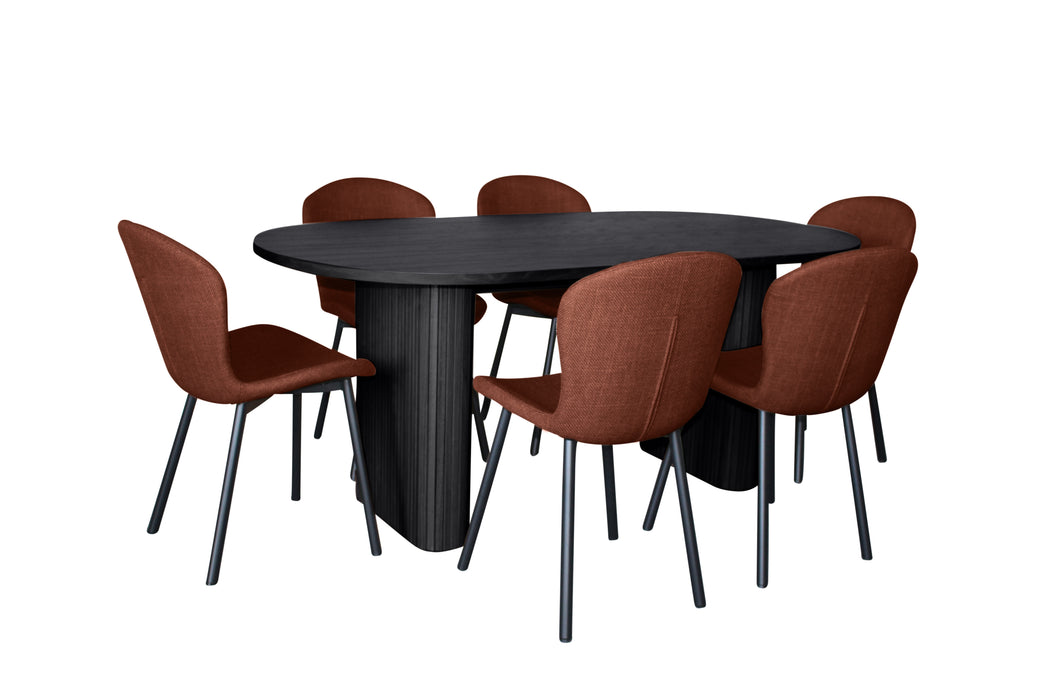 Melba 7 Pce Dining Black With Maya Chair Russet/Black