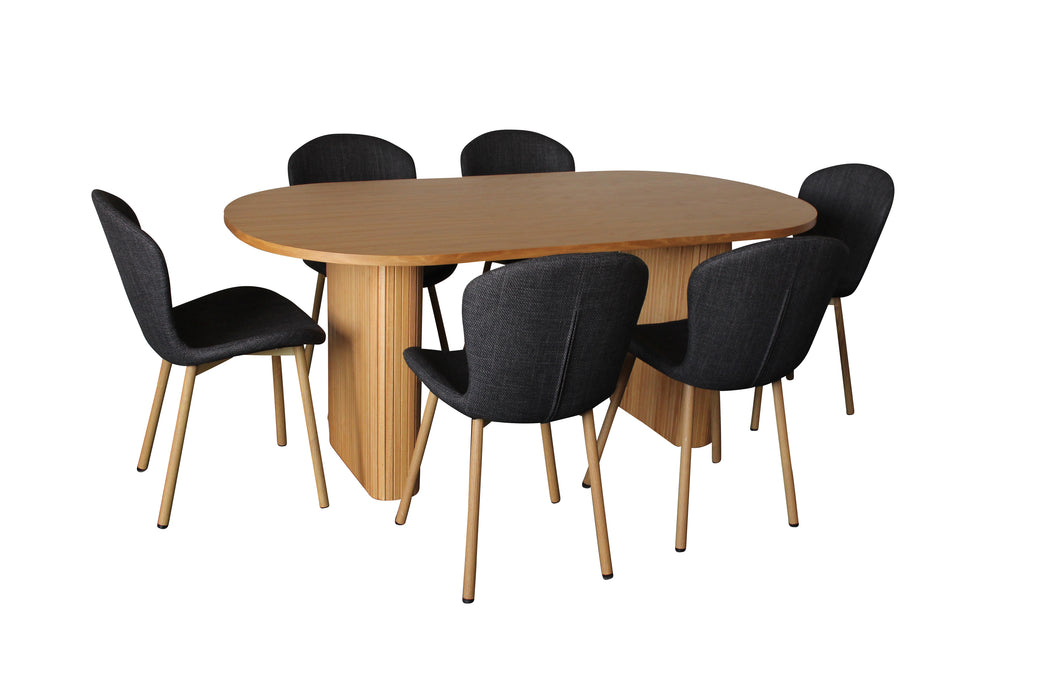 Melba 7 Pce Dining Natural With Maya Chair Charcoal/Oak