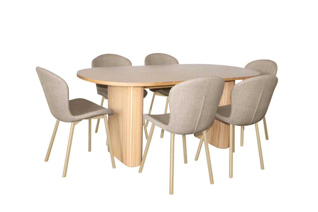 Melba 7 Pce Dining Natural With Maya Chair Ivory/Oak