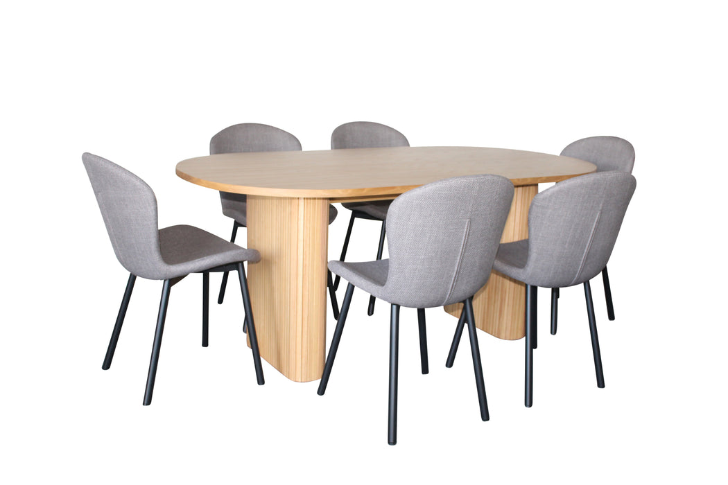 Melba 7 Pce Dining Natural With Maya Chair Grey/Black