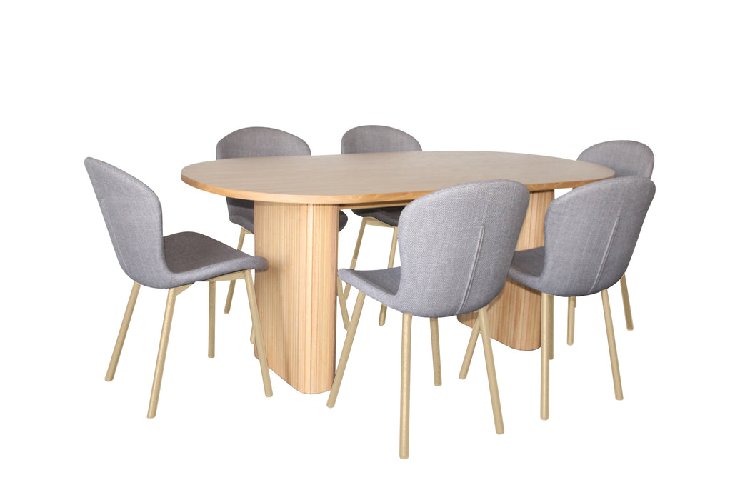 Melba 7 Pce Dining Natural With Maya Chair Grey/Oak