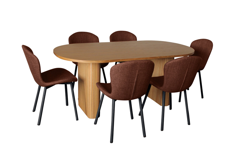 Melba 7 Pce Dining Natural With Maya Chair Russet/Black