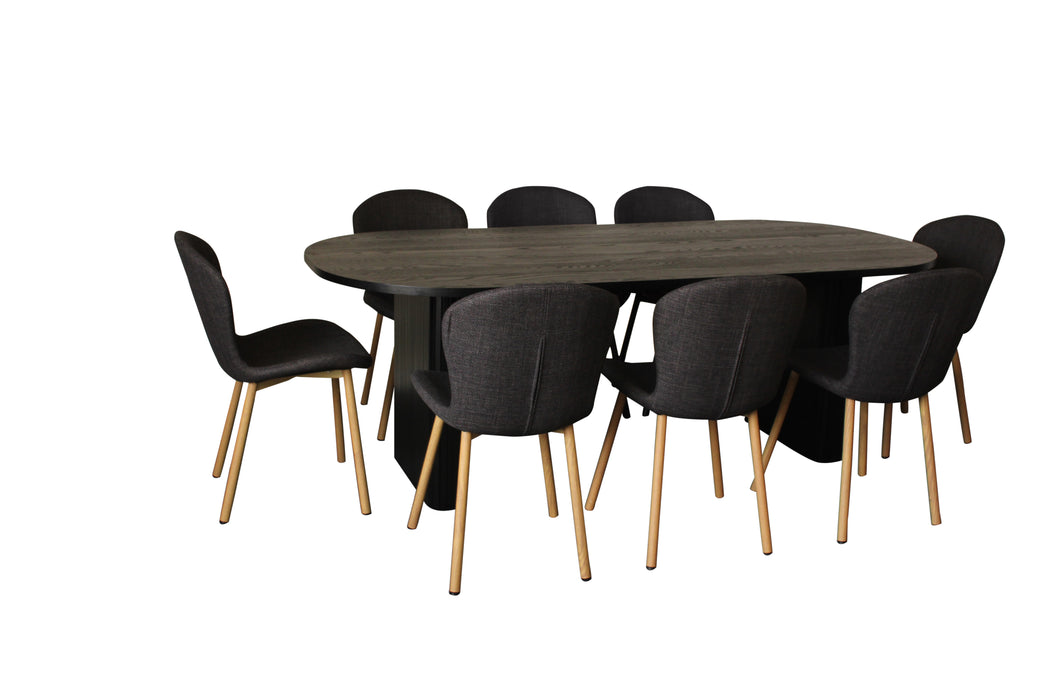 Melba 9 Pce Dining Black With Maya Chair Charcoal/Oak