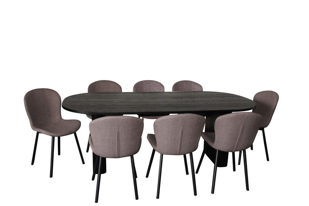 Melba 9 Pce Dining Black With Maya Chair Grey/Black