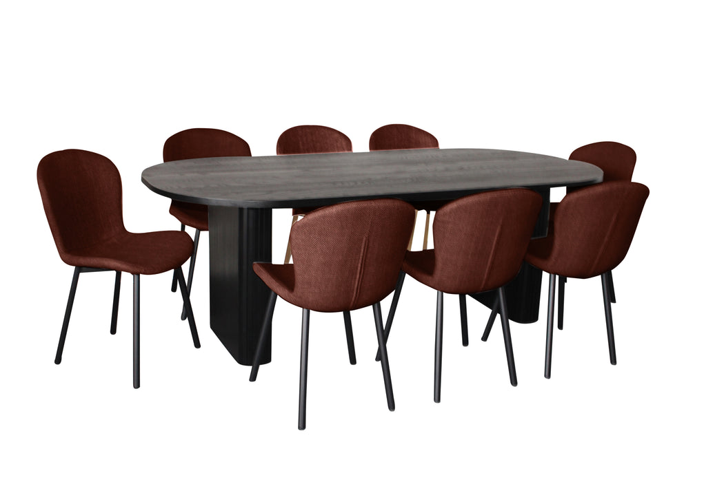 Melba 9 Pce Dining Black With Maya Chair Russet/Black