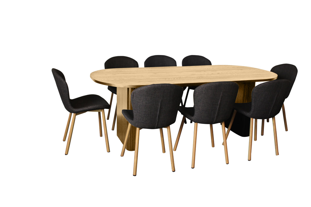 Melba 9 Pce Dining Natural with Maya Chair Charcoal/Oak