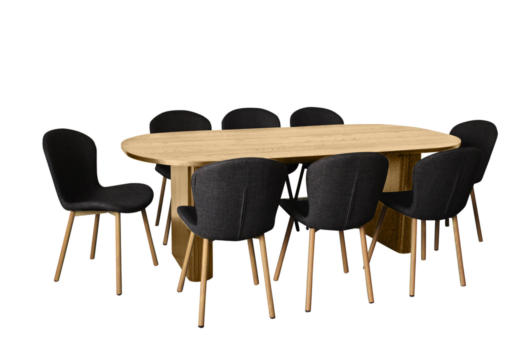 Melba 9 Pce Dining Natural with Maya Chair Charcoal/Oak