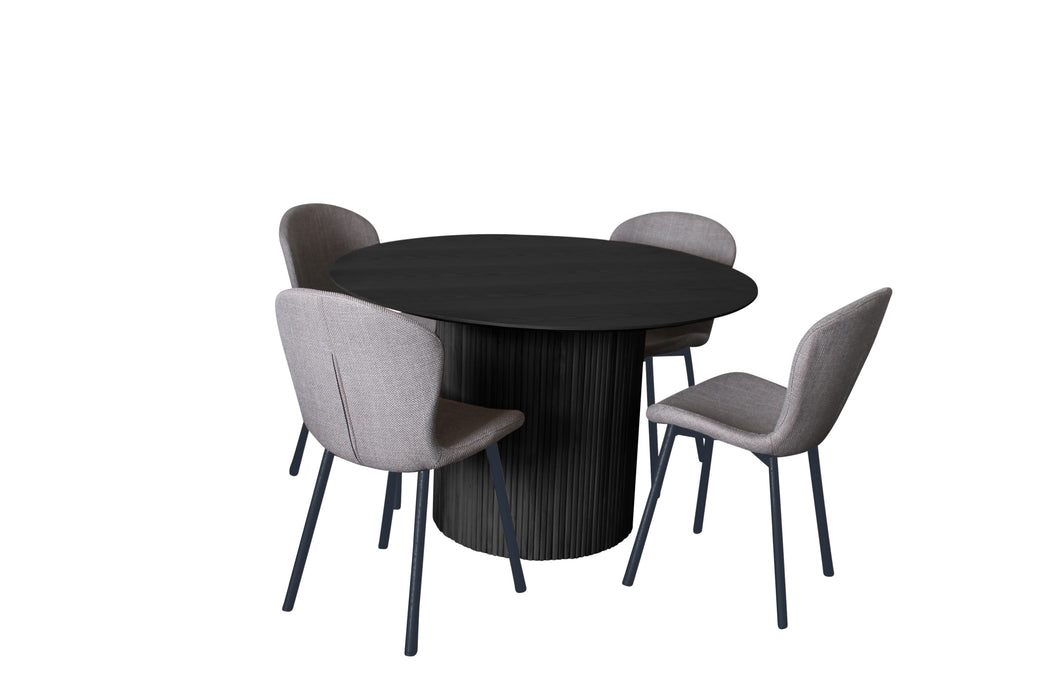 Miami 5 Pce Dining Black With With Maya Chair Grey/Black