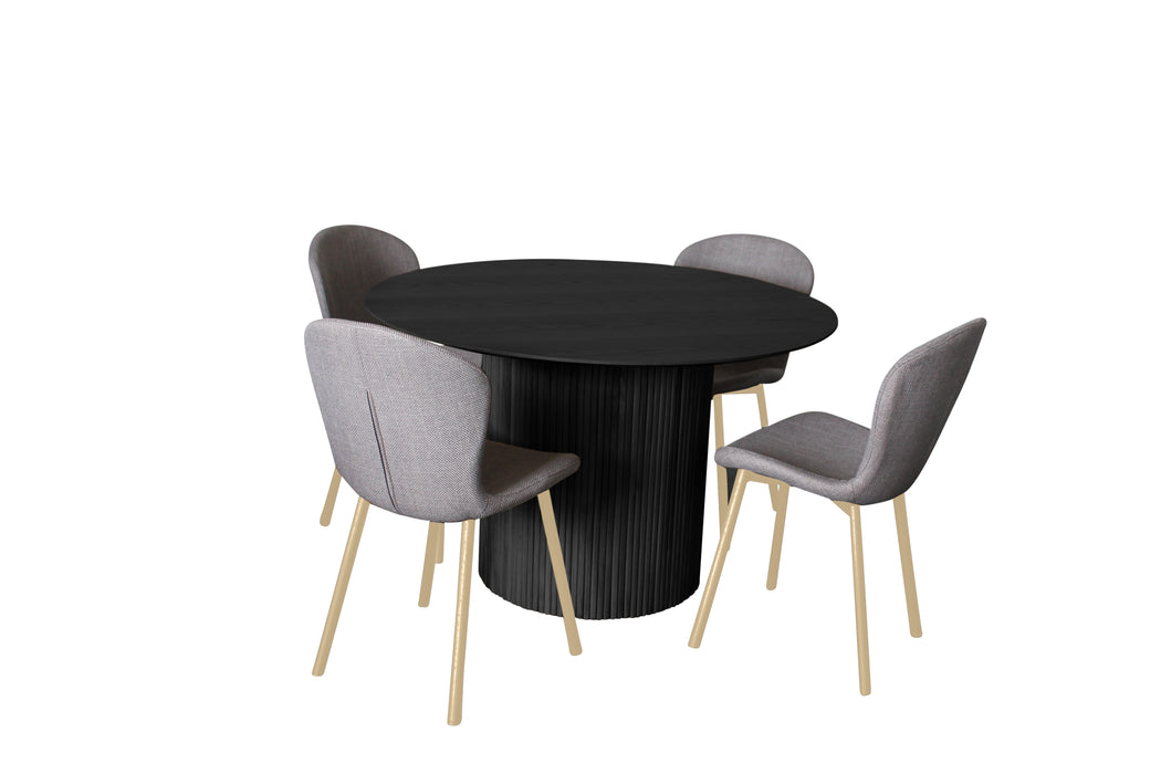 Miami 5 Pce Dining Black With With Maya Chair Grey/Oak