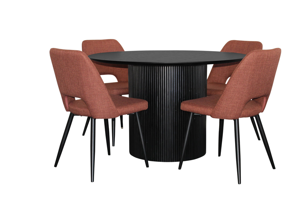 Miami 5 Pce Dining Black With With Maya Chair Russet/Black
