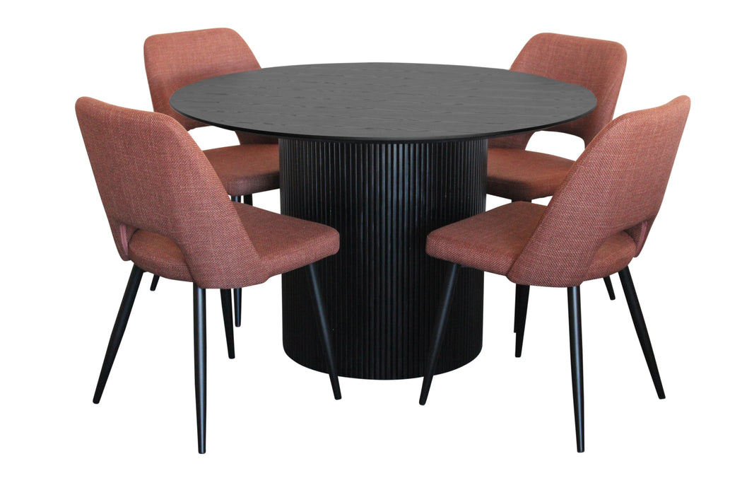 Miami 5 Pce Dining Black With With Maya Chair Russet/Black