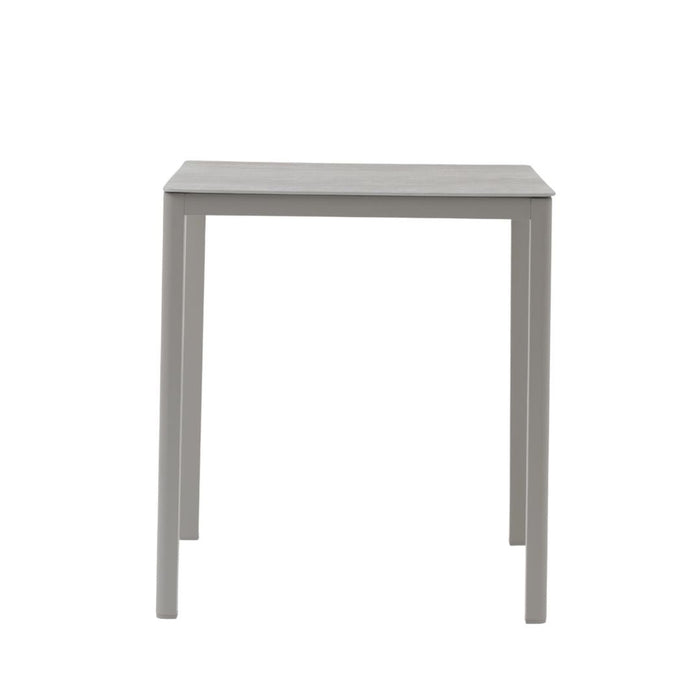 White outdoor bar table. Powdercoated aluminium ceramic top.