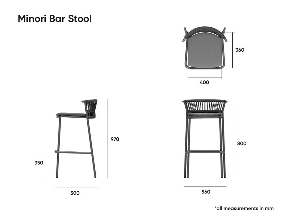 Minori Stool - White - Light Grey Cushion