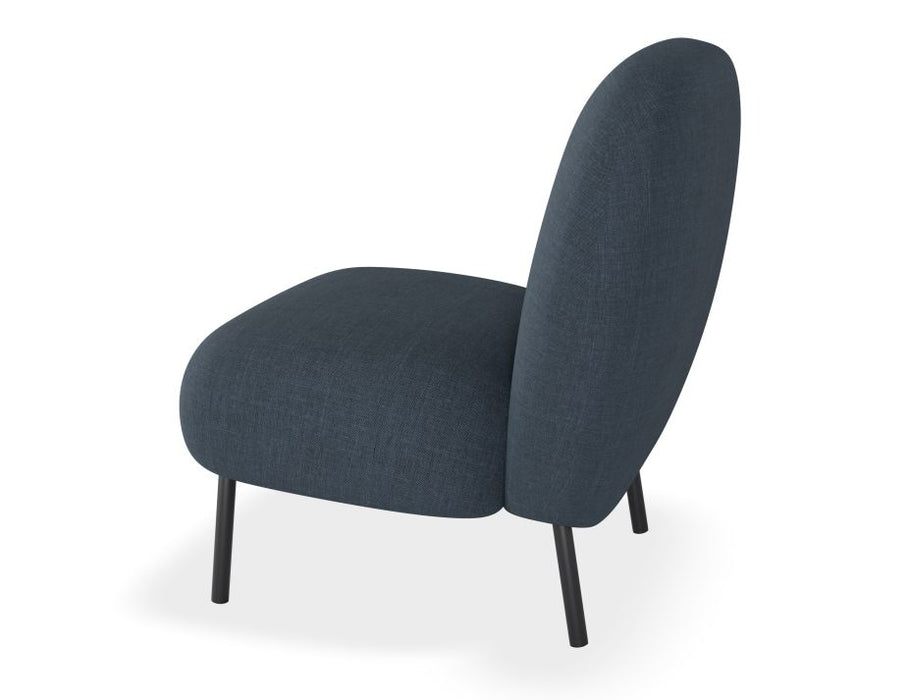 Moulon Lounge Chair - Midnight Blue - Matt Black Legs