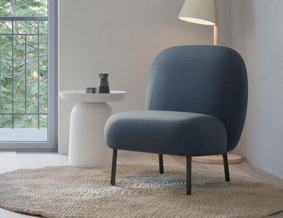 Moulon Lounge Chair - Midnight Blue - Brushed Matt Bronze Legs