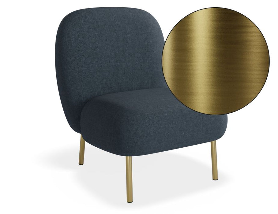 Moulon Lounge Chair - Midnight Blue - Brushed Matt Gold Legs