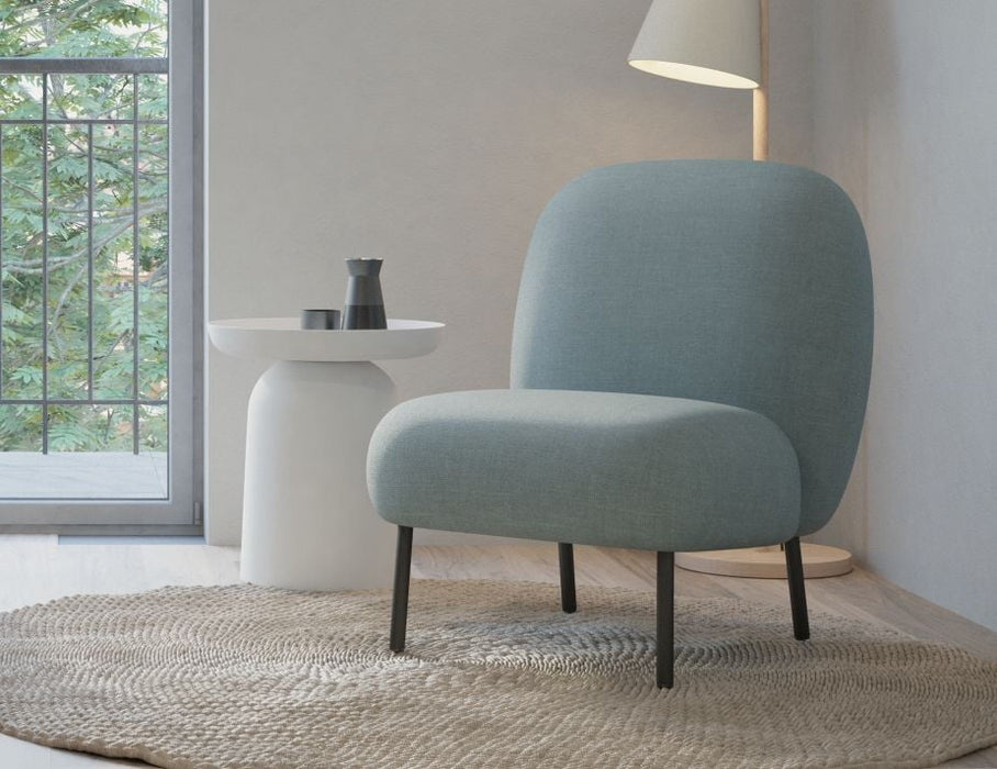 Moulon Lounge Chair - Sky Blue - Brushed Matt Gold Legs