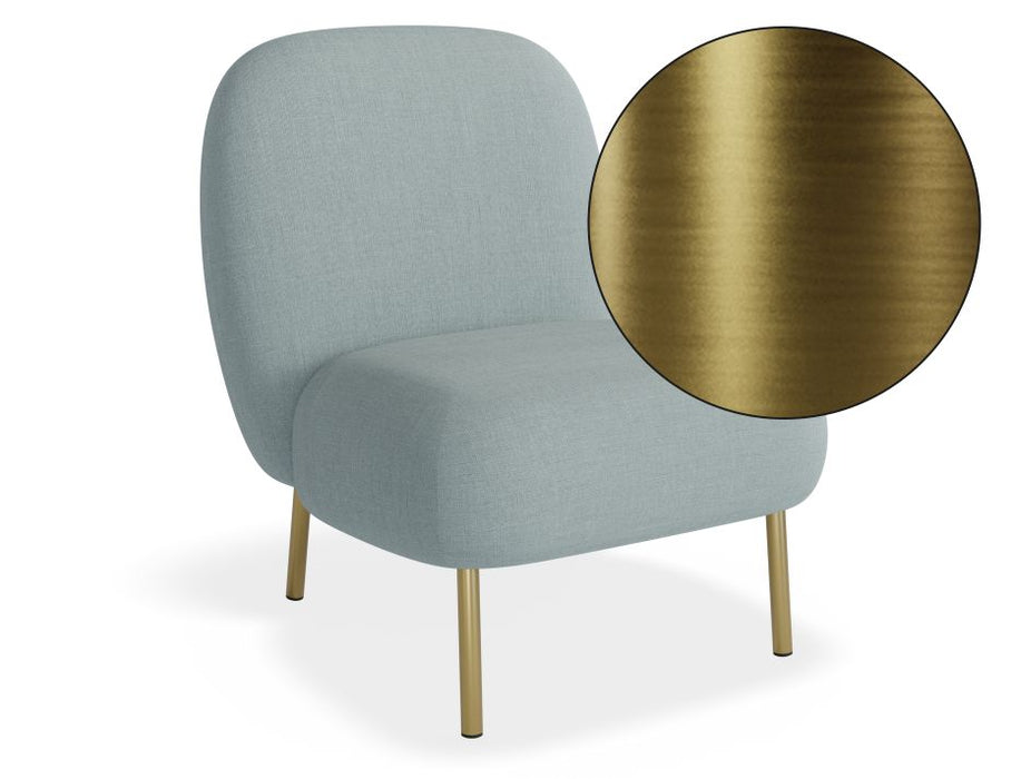 Moulon Lounge Chair - Sky Blue - Brushed Matt Gold Legs