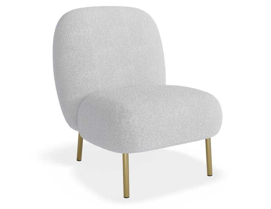 Moulon Lounge Chair - Stone Boucle - Brushed Matt Gold Legs