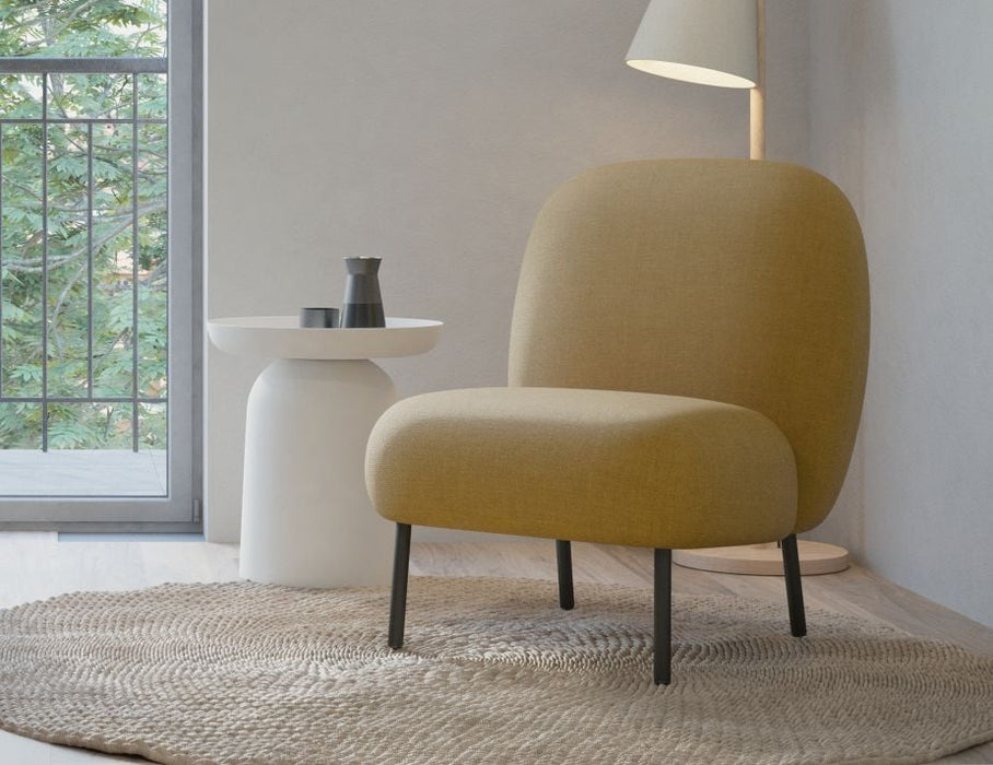 Moulon Lounge Chair - Tuscan Yellow - Brushed Matt Gold Legs