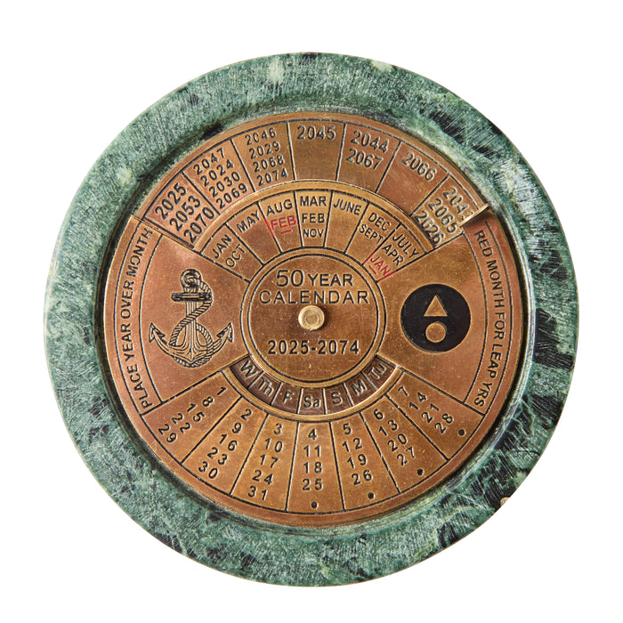 50 Year Perpetual Calendar - Brass