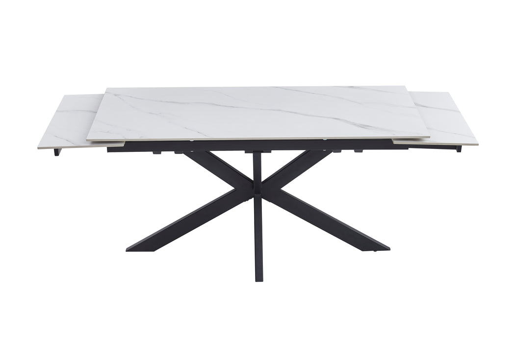 Newcastle Extension Dining Table Snow White Ceramic