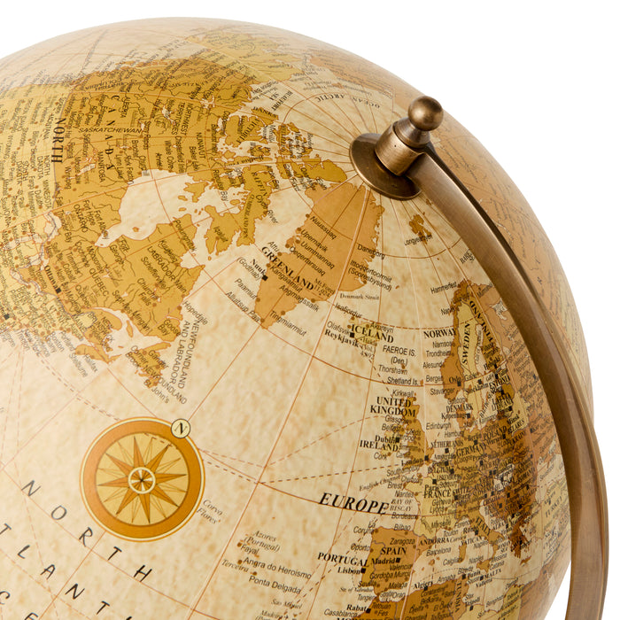 Pioneer Globe 30cm, Ivory - Brass