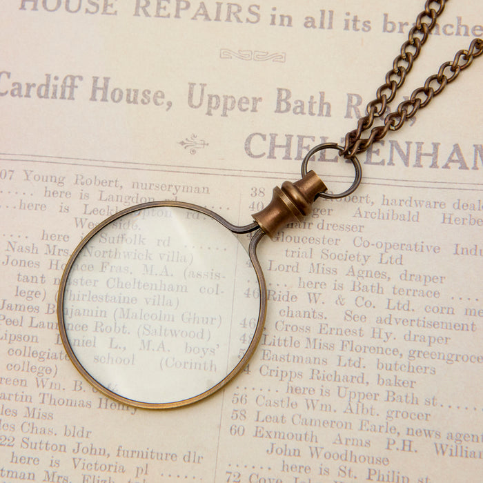 Pendant Magnifier on Chain - Brass