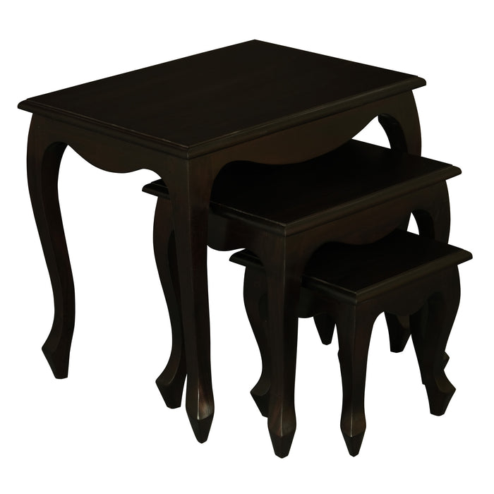 Queen Anne Nesting Table - Set of 3 (Chocolate)