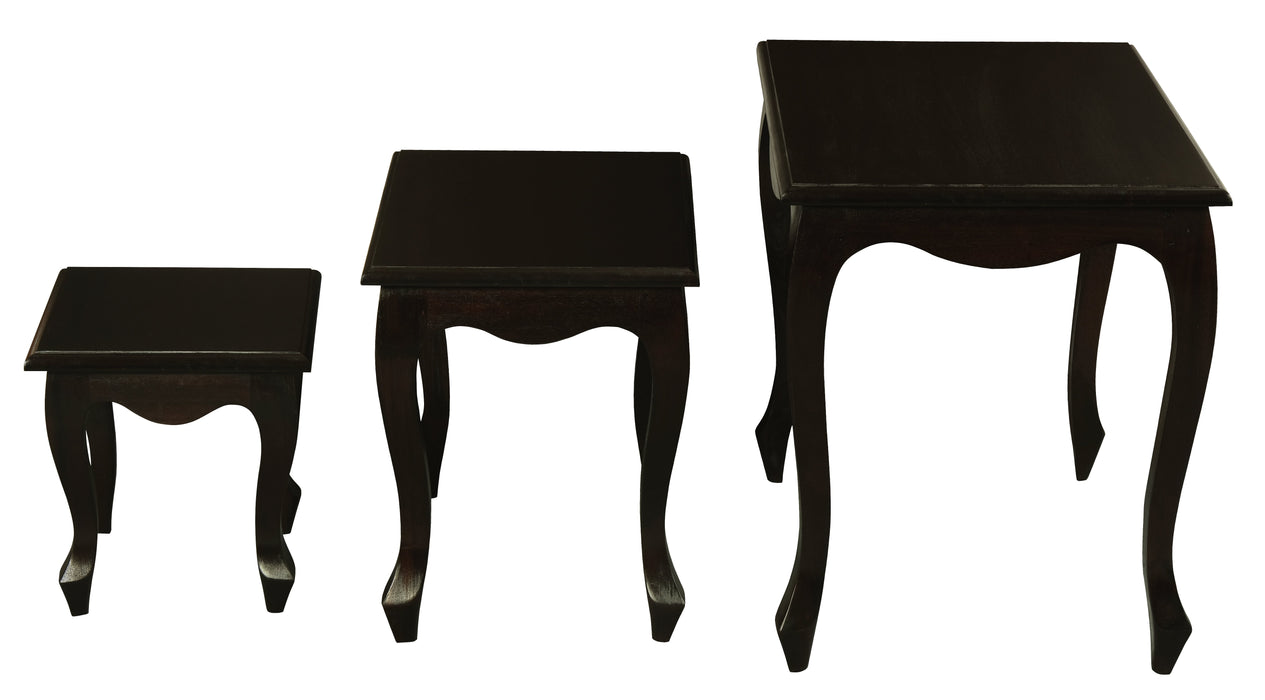 Queen Anne Nesting Table - Set of 3 (Chocolate)