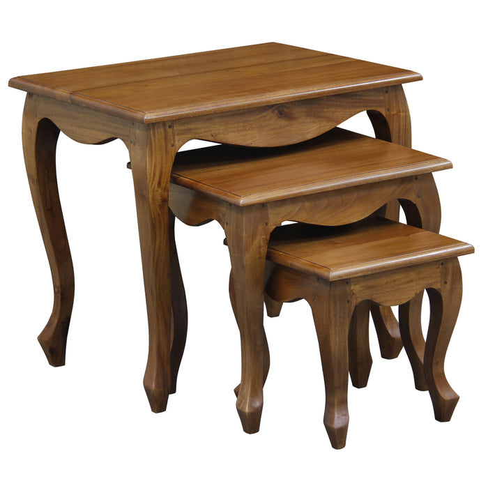 Queen Anne Nesting Table - Set of 3 (Light Pecan)